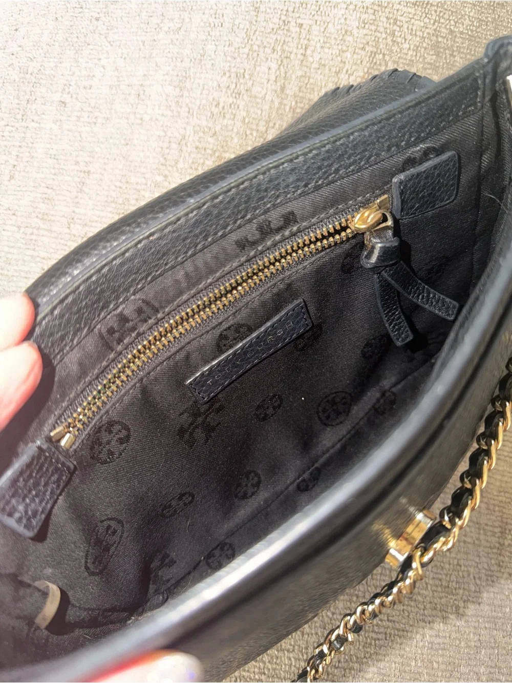 Tory Burch Marion Mini Black Soft Pebbled Leather Crossbody